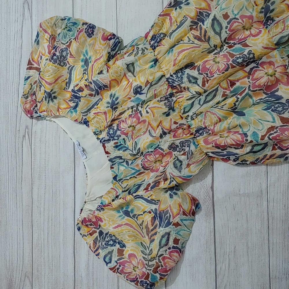 PATRONS OF PEACE ROMANTIC TIERED FLORAL MIDI DRESS COTTAGECORE - Picture 3 of 10